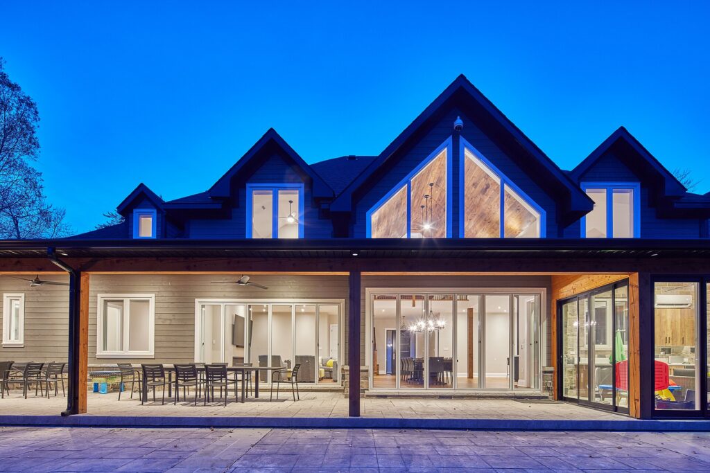 Modern family home at dusk