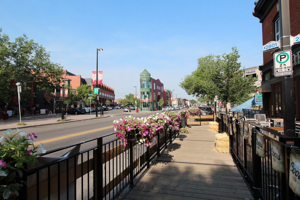 Summer street scene in Kensington, Calgary