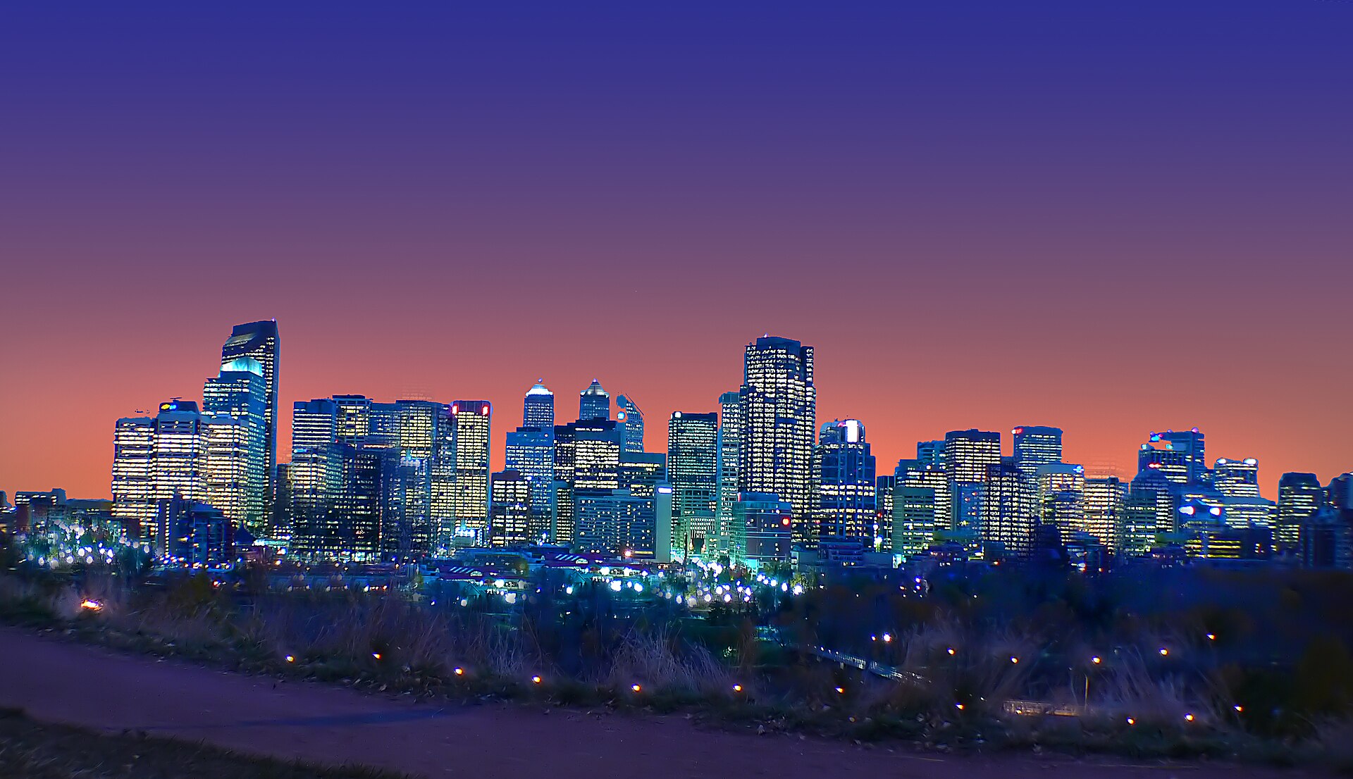Calgary skyline at dusk